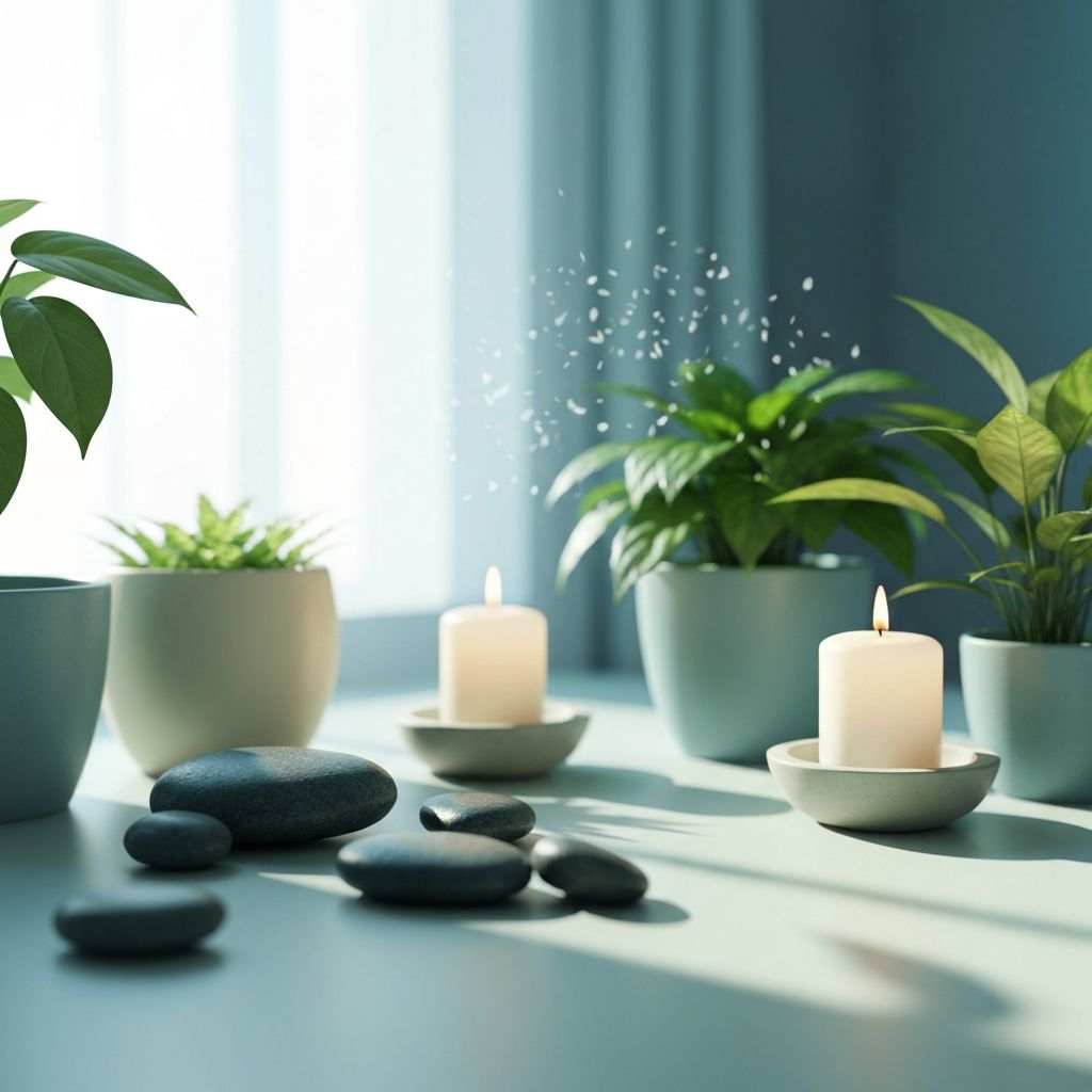 Escena de meditación y elementos de tranquilidad